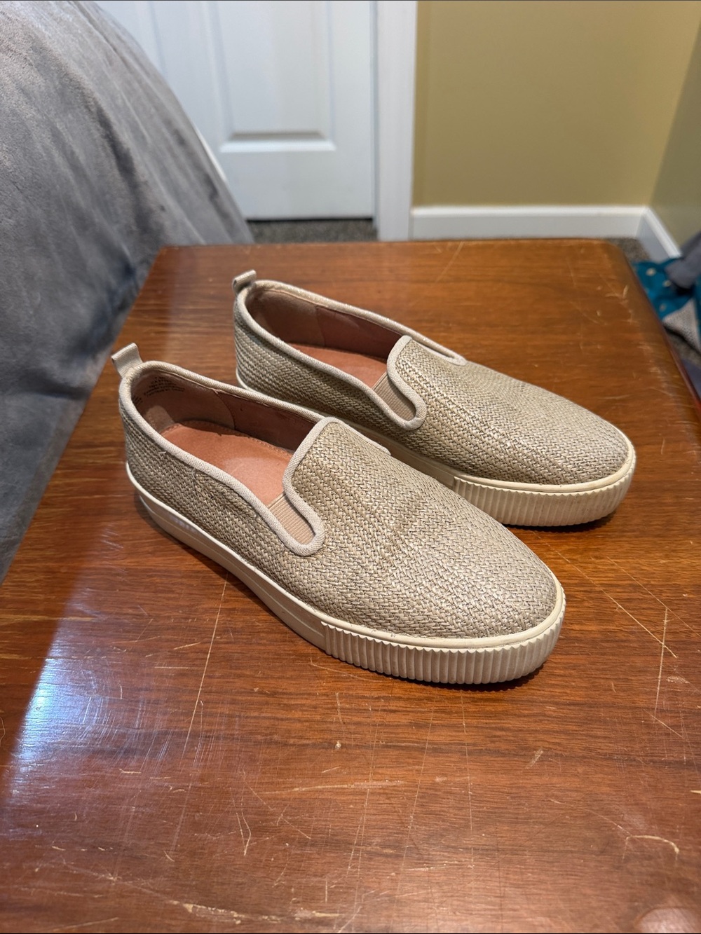 Halogen Taupe Woven Slip-On Loafers